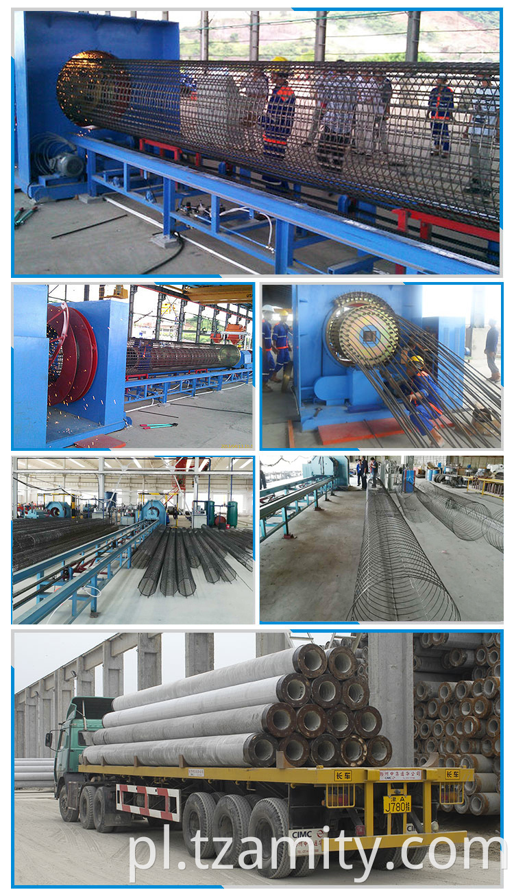 Spun betonowy beton klatka klatka pręta z siatki spawalnicza stosowanie produkującej producenta 380V 50 Hz AmityCare Taizhou City ISO, CE